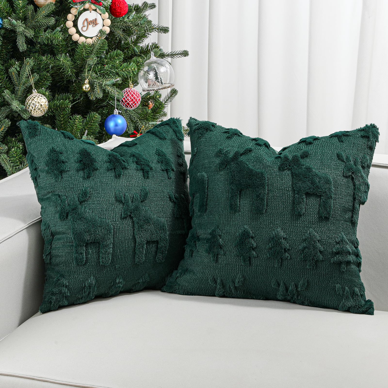 Lewondr Christmas Throw Pillow Cover 18x18