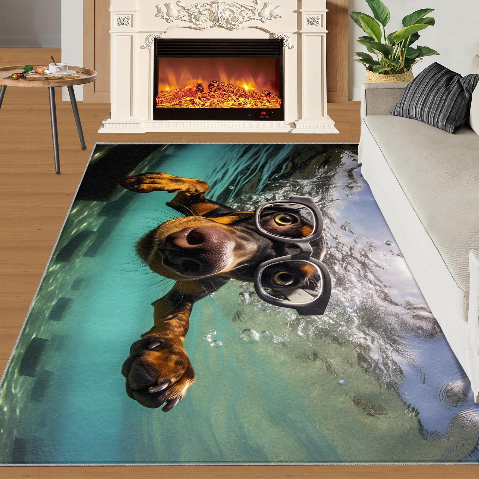 Tapis doberman 180x200 cm antidérapant et lavable pour salon