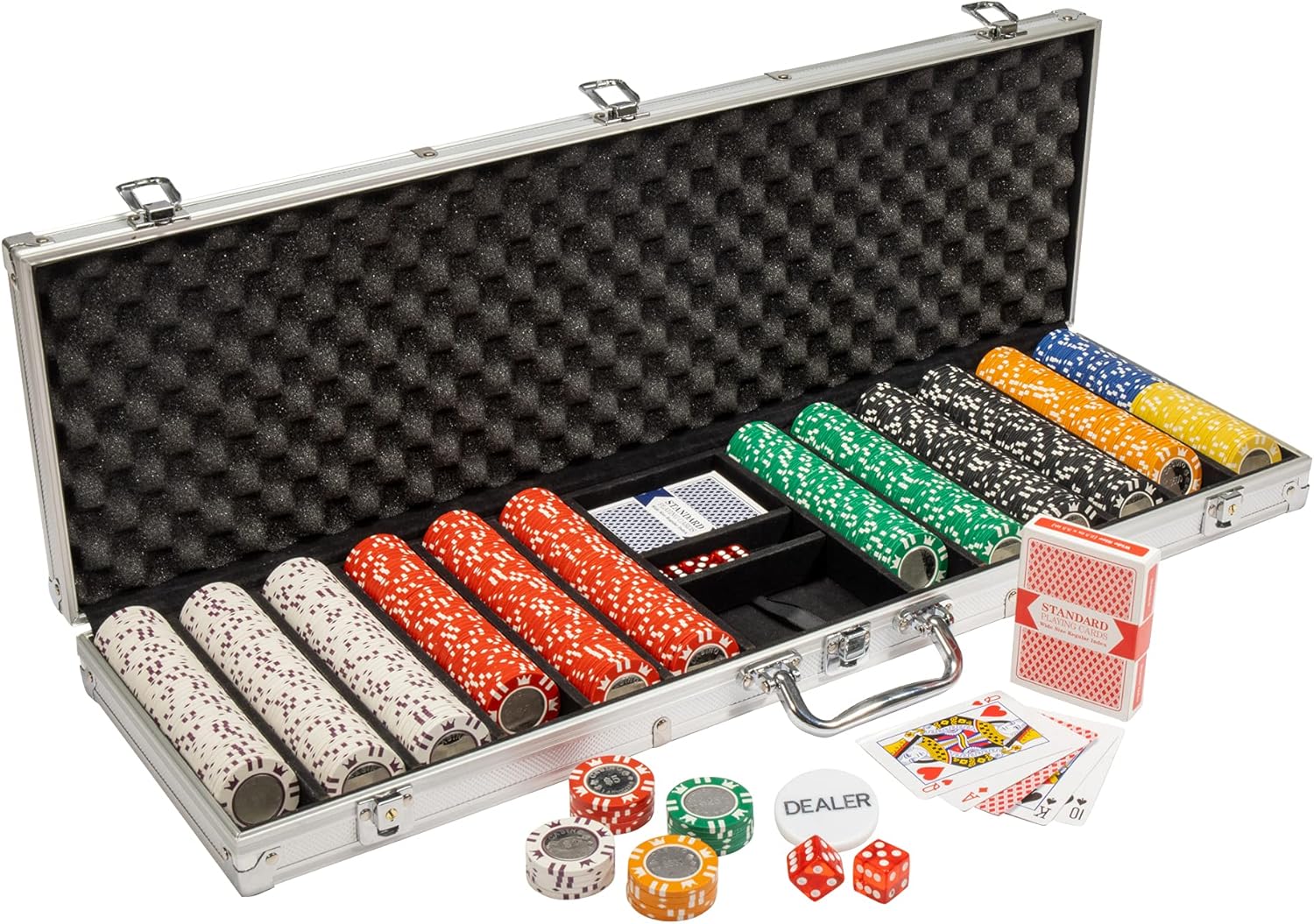 Coin Inlay Poker Chips Set 600 Heavyweight (15Gram) Clay Composite Chips