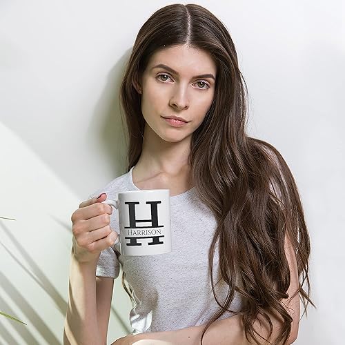 Miniatura 4 de Taza de café personalizada con monograma, letra inicial H, personalizada para mujeres, hombres, niñas, niños, papás, mamás, amigos, taza de café