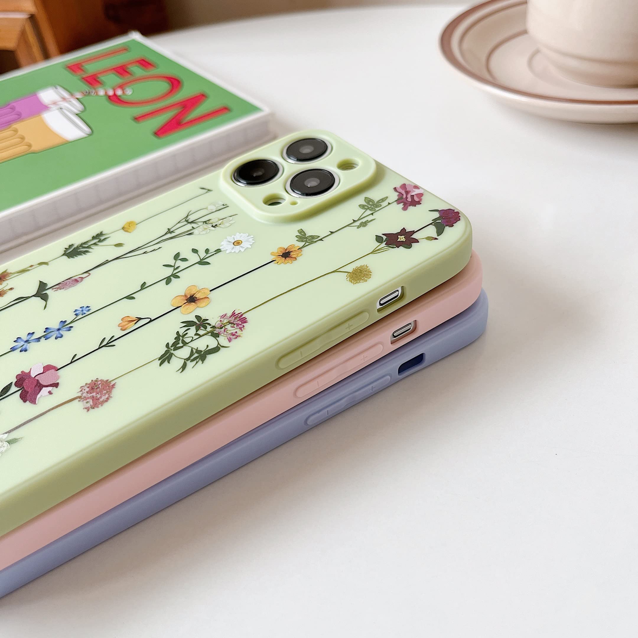 ZTOFERA ZTOFERA Custodia a Fiore Compatibile con iPhone 15 per Ragazze e Donne, Custodia Protettiva in Silicone Morbido e Flessibile con Cover Antiurto con Motivo Floreale Rampicante, Verde