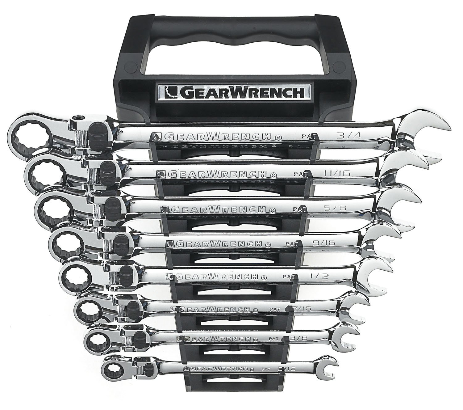 GearWrench 8 Pc. 12 Pt. XL Locking Flex Head Ratcheting Combination Wrench Set, SAE - 85798, Silver - Image 2