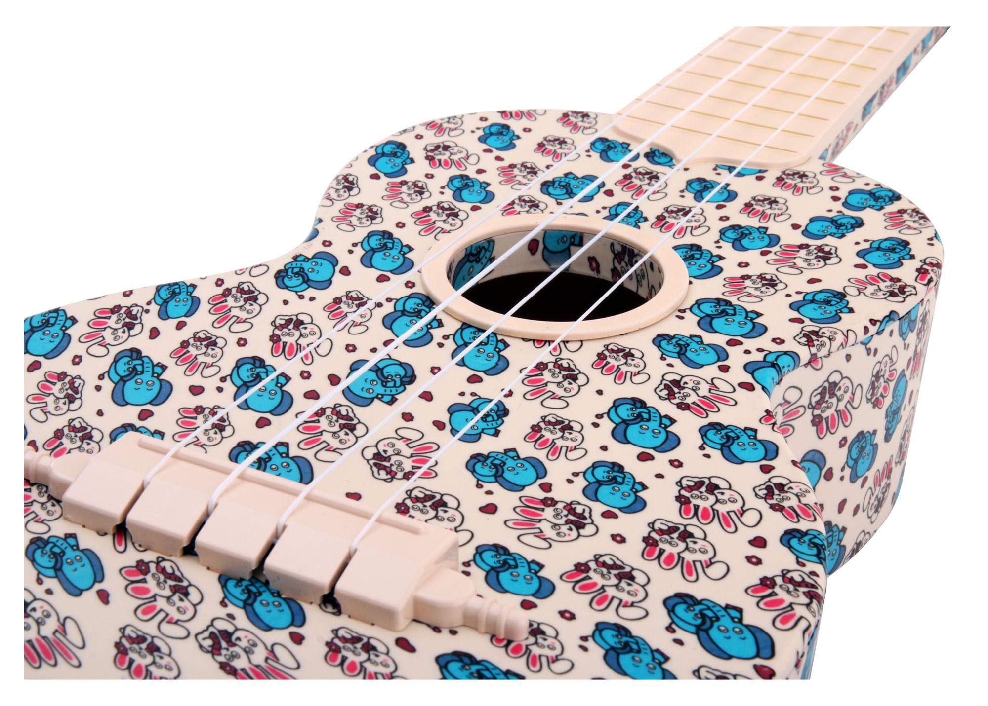 Classic Cantabile BeachBuddy Sunny Zoo Ukulele Set incl. Accordatore | Classic Cantabile Ukulele Soprano, Resiste a umidità e sbalzi di temperatura, Scala soprano, 12 tasti, Design originale