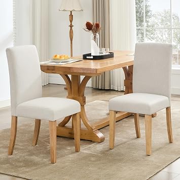 Parsons Dining Chairs, Set of 2 - Upholstered Fabric Side Chairs with Classic Nailhead Trim & Sturdy Wood Legs, for Dining Room, Kitchen, Living Room, and Restaurant Seating