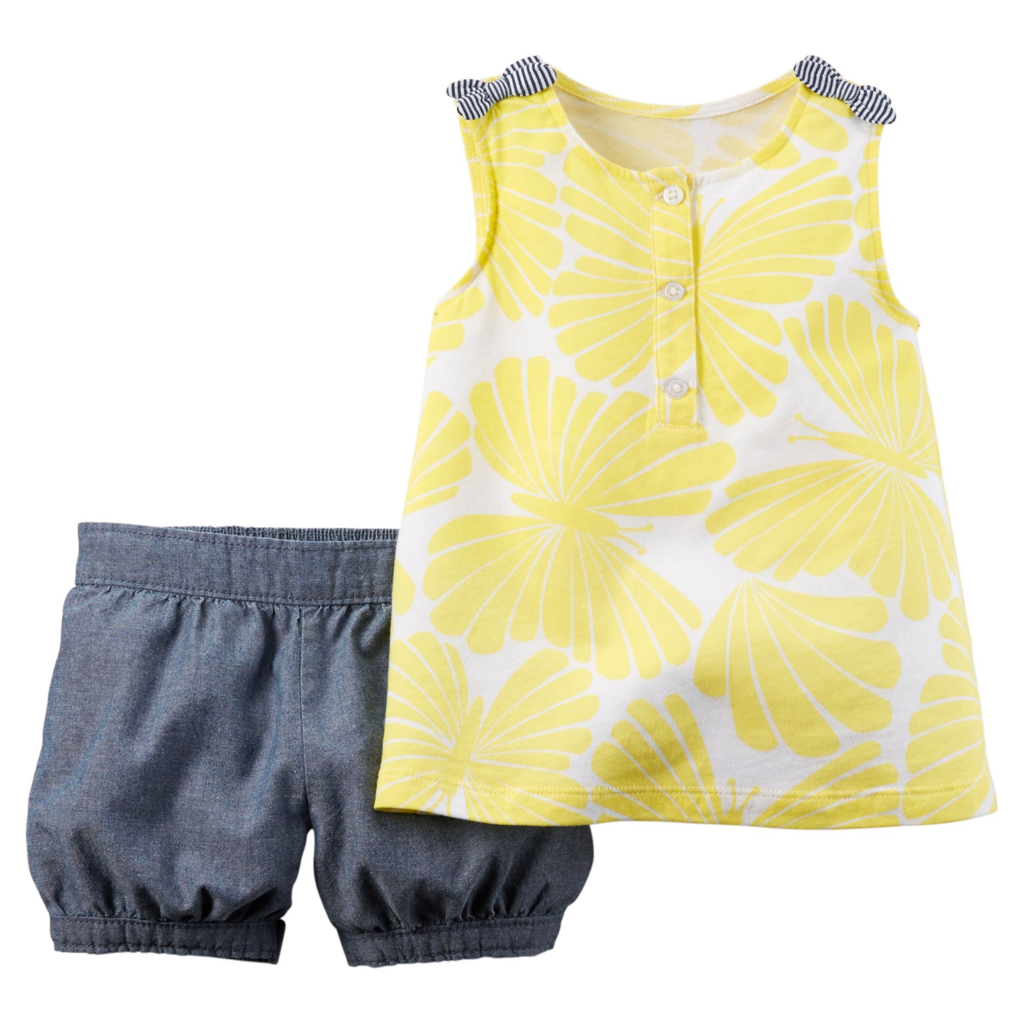 Carters Baby Kleidung Outfit Mädchen 2-teilig Top & Bubble kurz Set gelb, Gelb, 239G137