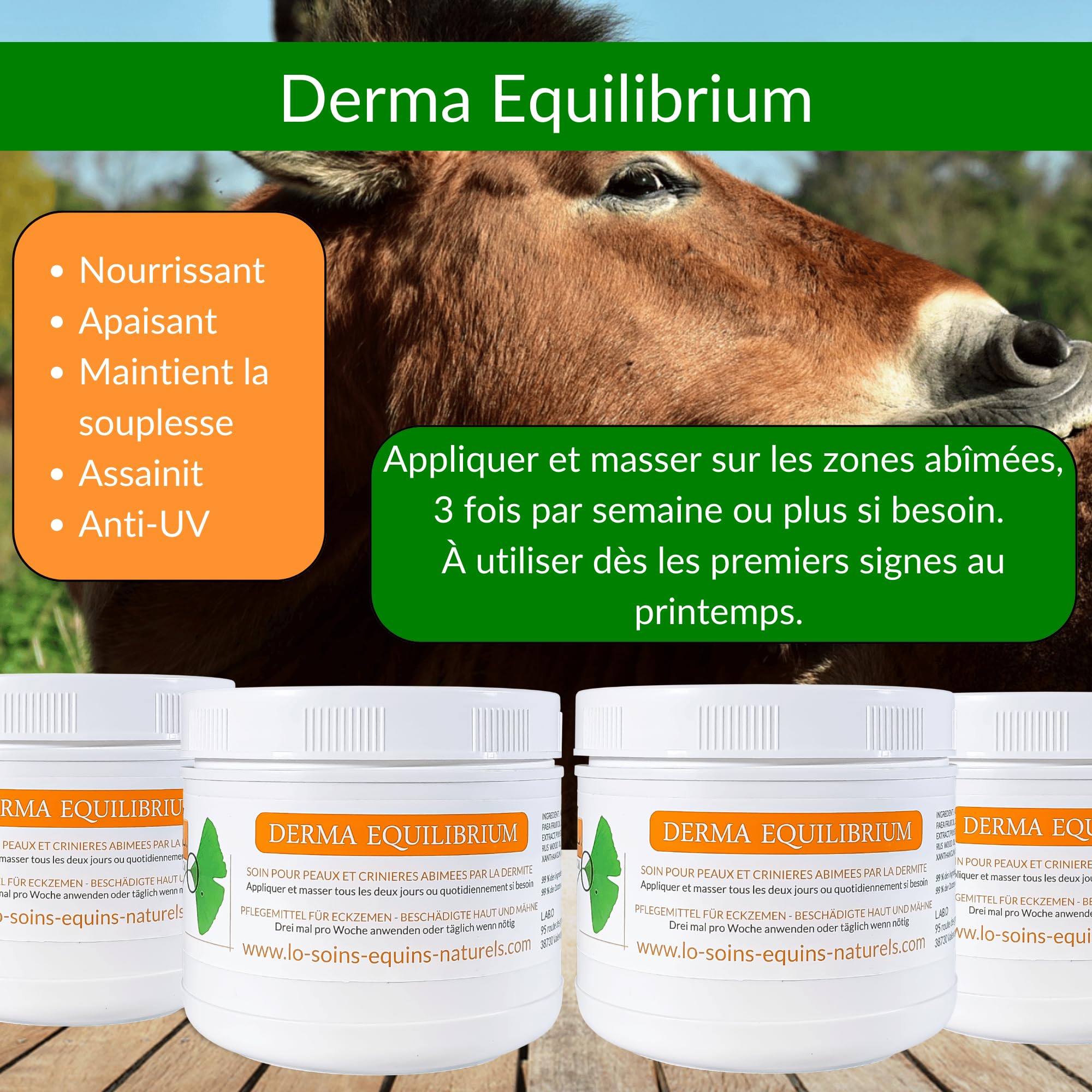Derma Equilibrium - 500 mL - Soin Naturel de la dermite chez Le Cheval