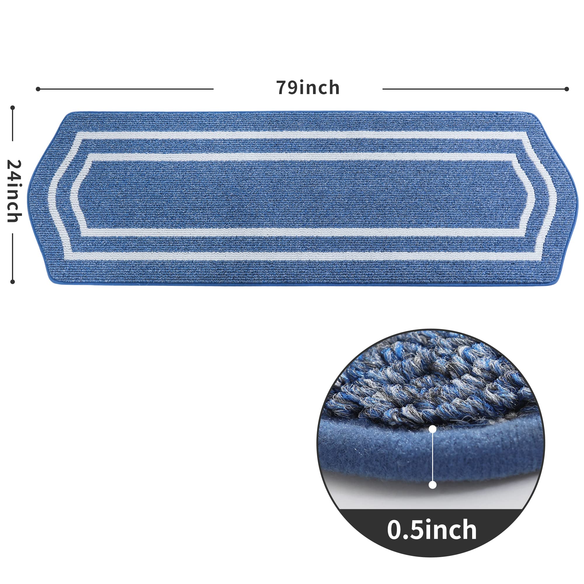 COSY HOMEER Long Kitchen Floor Mats for in Front of Sink Super Absorbent Kitchen Rugs and Mats 24"x79" Non-Skid Kitchen Mat Standing Mat Washable,Polypropylene,Blue,Frame