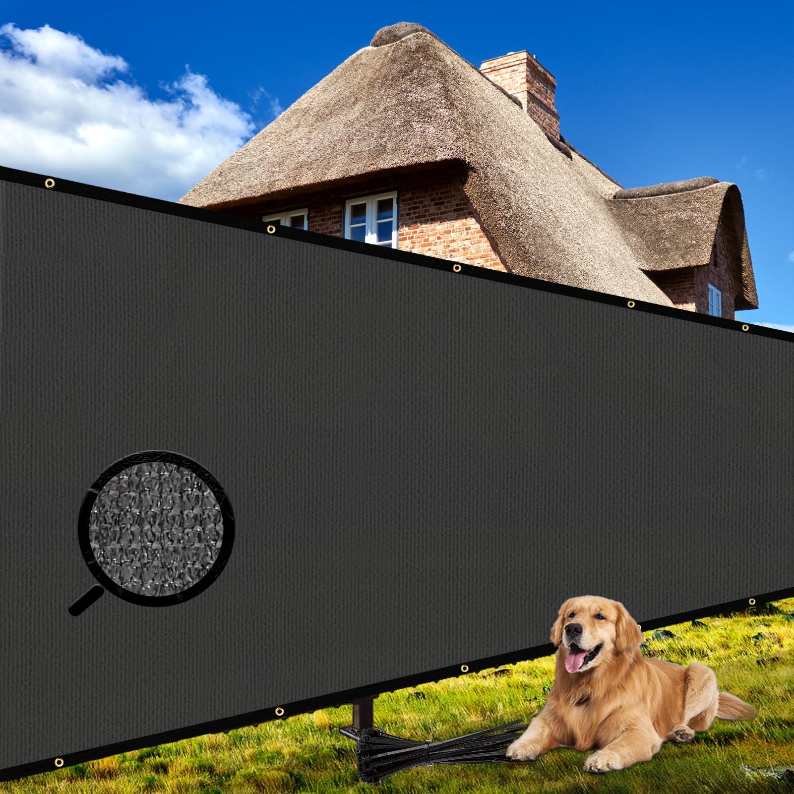 Shade&Beyond 6'x18' Dark Grey Privacy Screen 90% Visibility Blockage Fence Sreen 170 GSM Fencing Mesh Fence Panel for Wall Garden Yard Backyard Indoor Outdoor Home Decoration,A515