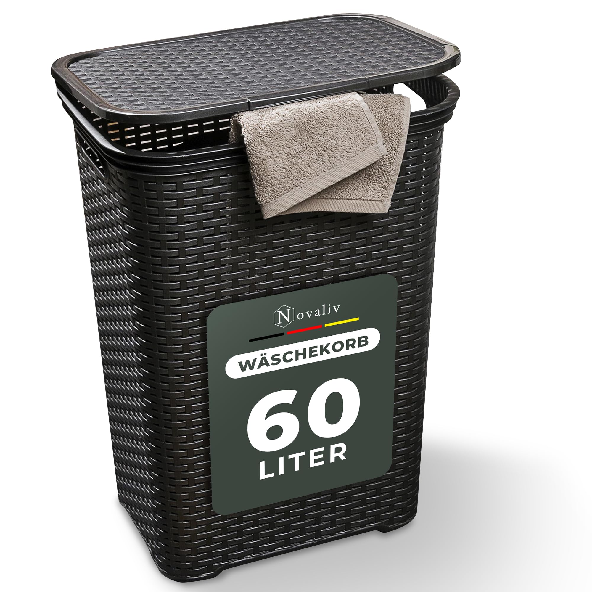 schmutzwäsche aufbewahrung mit deckel Novaliv Rattan Wäschekorb 60L Schwarz, Wäschebox Wäscheeimer Wäschebehälter modern für Bad Wäsche Schmutzwäsche, Wäschekörbe Schmutzwäschebehälter Wäschetonne Sammler Korb Box Küche, Haushalt & Wohnen Farbe:Pastel Pink Monitorabnahme C-Bogen - EBA Second Life