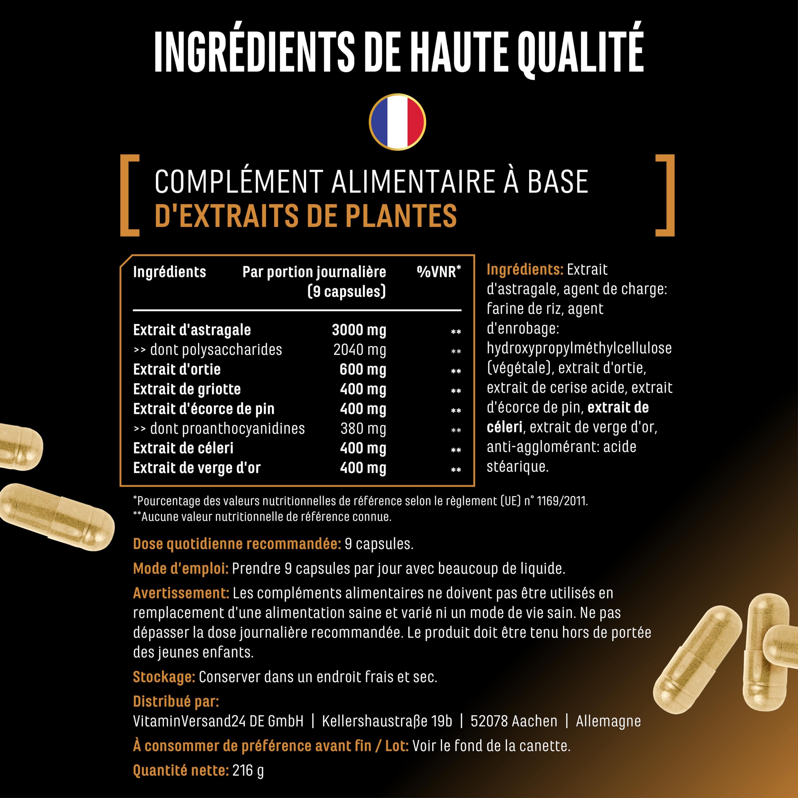 Kidney Essentials - 270 capsules - Complexe Botanical Flush Hautement Dosé avec Extraits d’Astragale, d’Ortie, de Cerise Griotte, d’Écorce de Pin, de Céleri et de Verge d’Or - Vegan