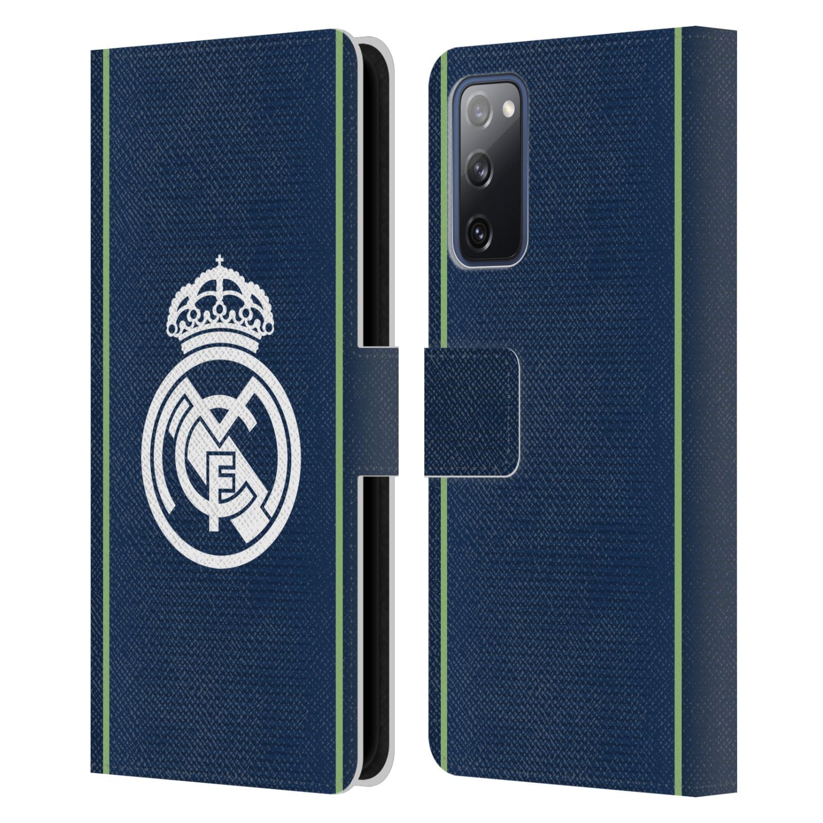 Head Case Designs Offizielle Real Madrid CF Dunkelblau Abzeichen Leder-Wallet-Hülle Kompatibel mit Samsung Galaxy S20 FE / 5G
