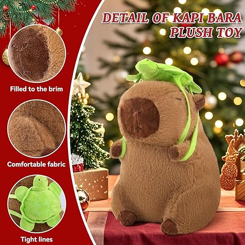 Miniatura 2 de Capybara - Mochila de peluche con tortuga, bonita almohada de peluche Kawaii de peluche, regalo de cumpleaños para niños y niñas, 12 pulgadas