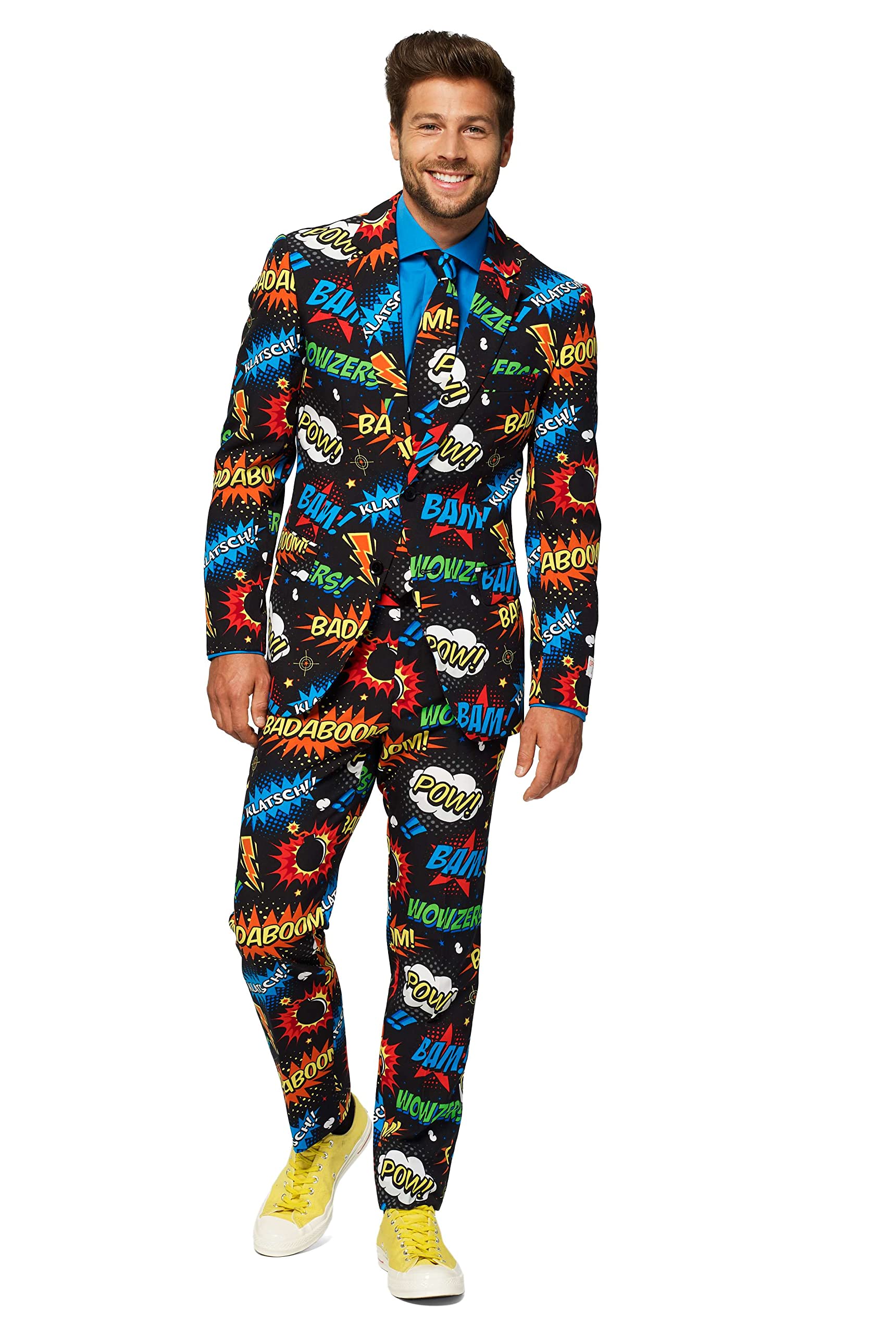 OppoSuits Men's Funny Money Print Prom Suit – Jacket, Pants & Tie Costume For Parties & Halloween