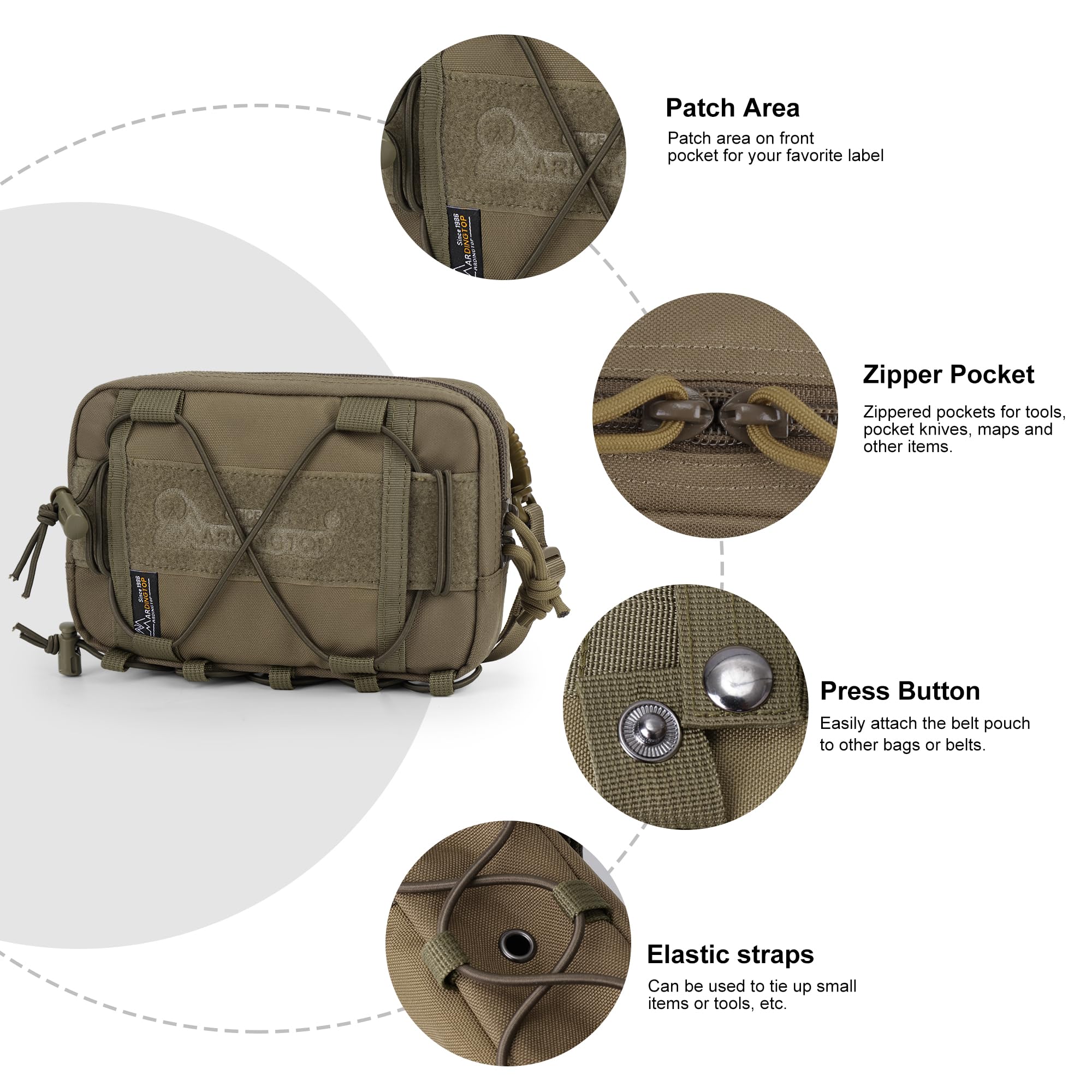 Mardingtop EDC Pouch Taktische Gürteltasche Mit Mehreren Fächern Und Klettfeld Für Outdoor Camping Militär Und Täglichen Gebrauch Mit Schultergurt Auch Als Nutzbar