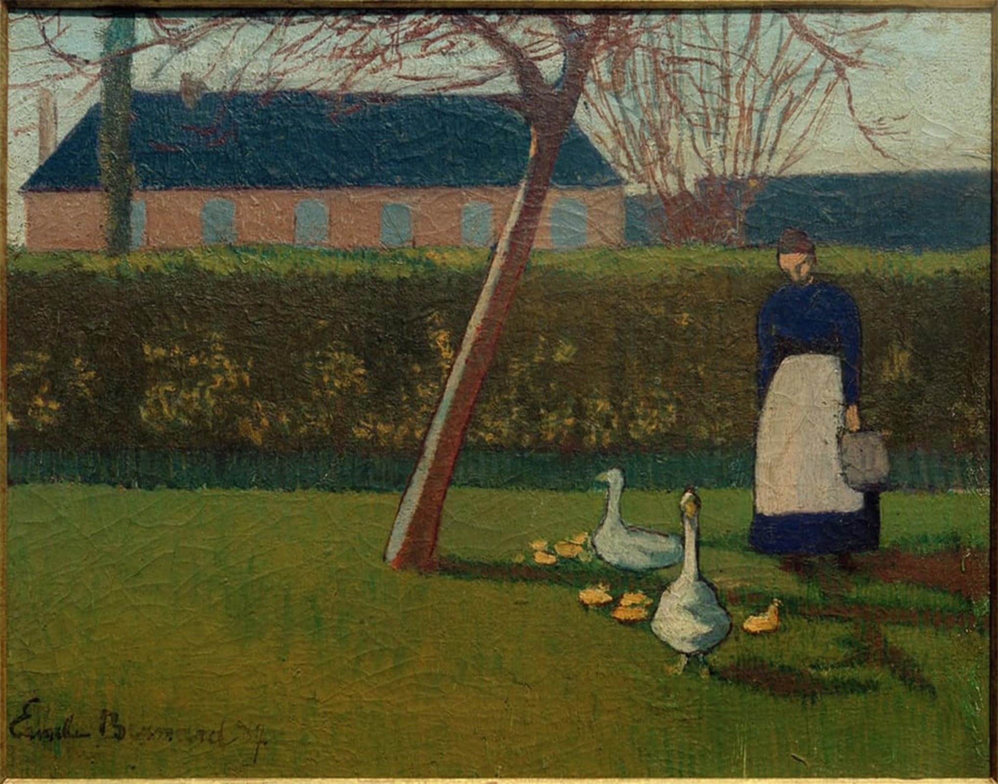 POSTERIIk Famous Modern Artwork Art Mural Woman with Geese by Emile Bernard Oil Paintings Pictures for Home Decor 60x90cm