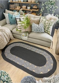 Y kanabillir, ift Tarafl , Papatya Desenli, Bohem Tarz  Has r/J t, Kilim, Hal . Modern, Ev E yas  60 x 100 antrasit-gri