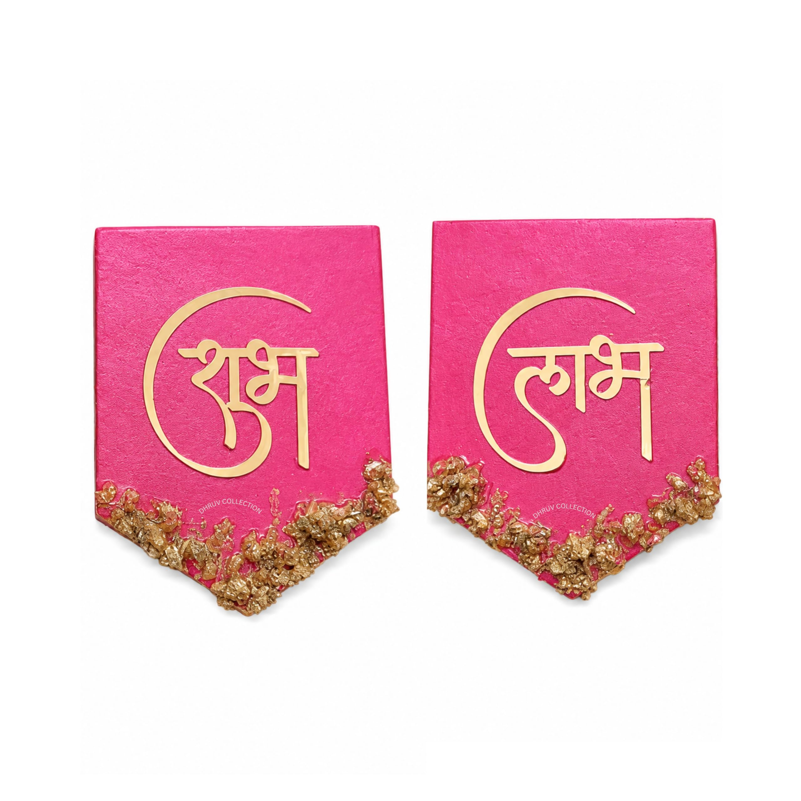 DHRUVS COLLECTION Golden Foil Wooden Shubh Laabh Wall Hanging for Home Decor | Auspicious Resin Shubh Labh Hanging for Mandir, Pooja Room, Main Door Entrance Decoration & Diwali Gifting (Set of 2)-image-19
