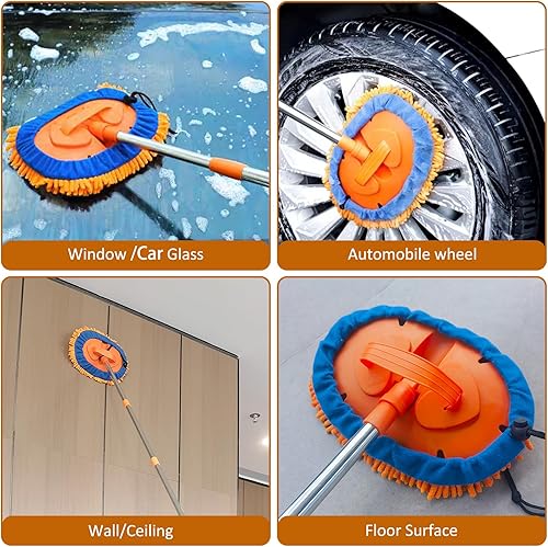 Miniatura 5 de Plumero de pared de alto alcance de 20 pies  Mopa de pared de microfibra de felpilla con poste empalmable de 3 a 14 pies  Limpiador de pared para