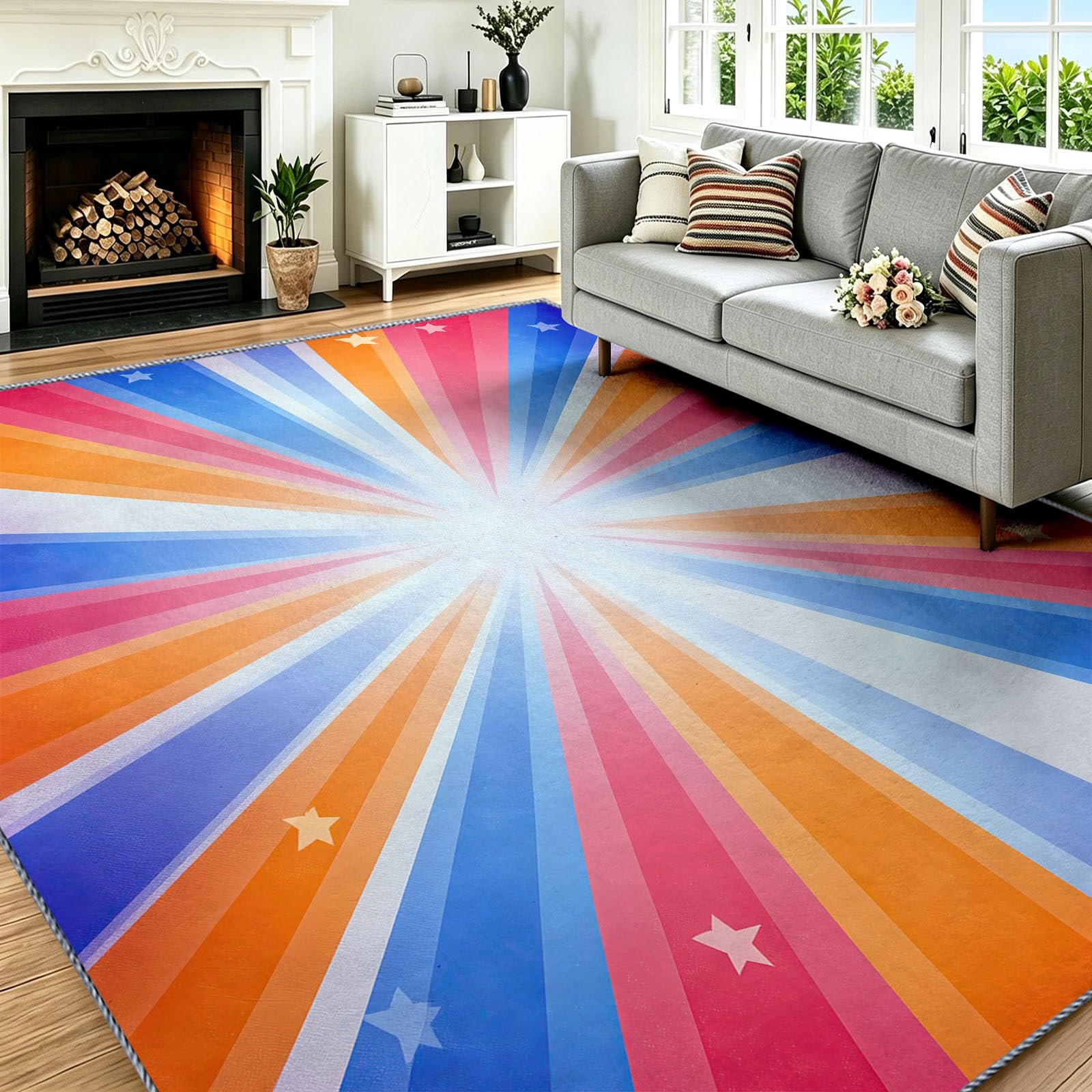 Lavable Tapis Vintage Nostalgique Salon Pile Courte Rug 160 x 230 cm