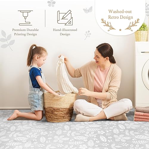 Miniatura 2 de Alfombrillas de juego de espuma prémium para ejercicio y bebé, elegante y grande, no tóxica, 6 azulejos, espaciosas de 6 pies x 4 pies, forro