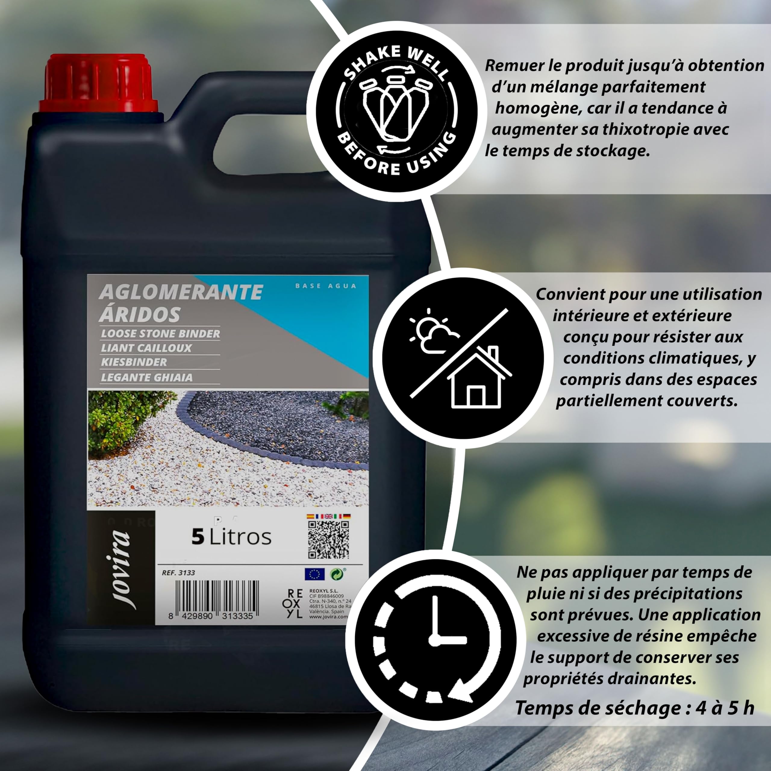 JOVIRA PINTURAS Résine extérieure pour gravier et cailloux 5 L