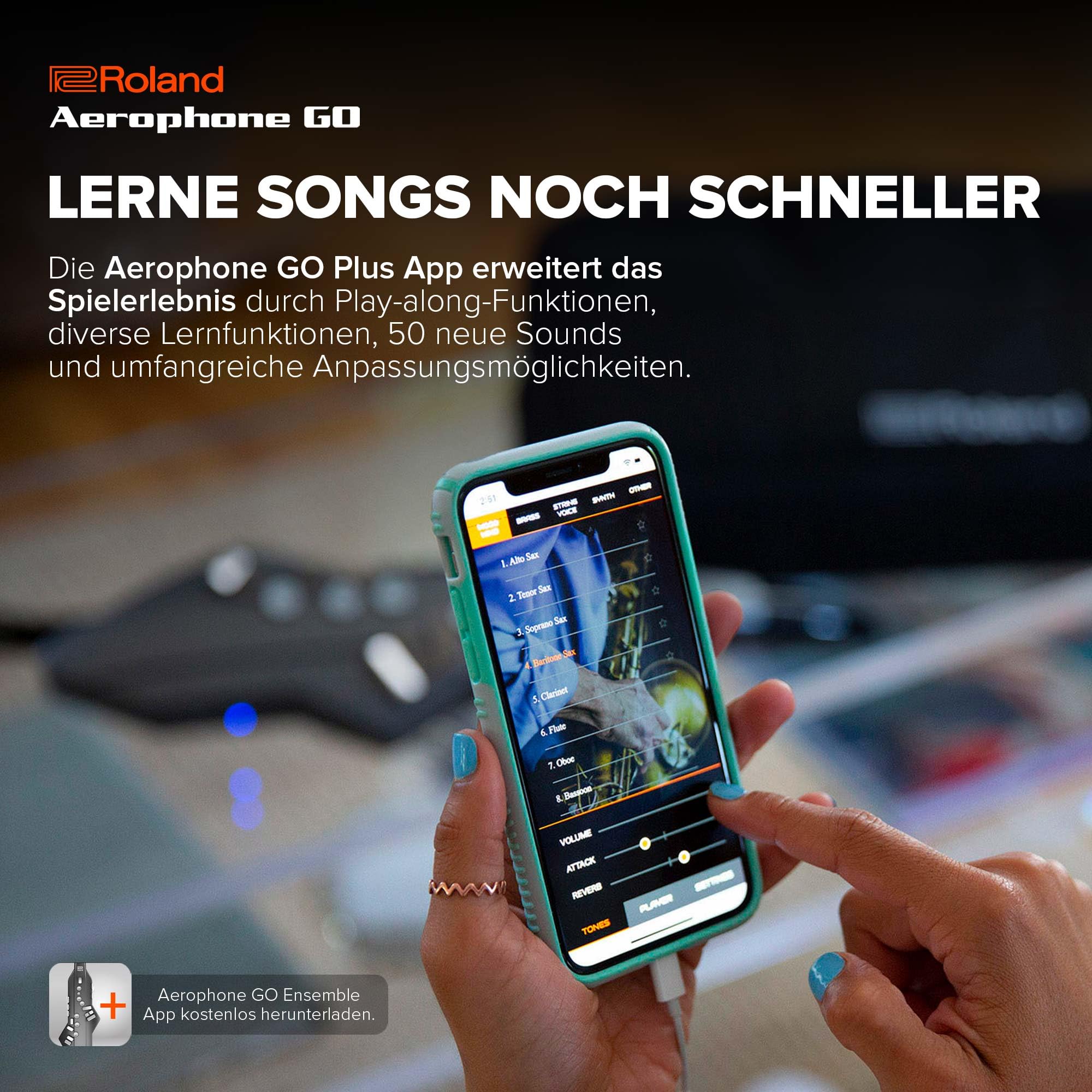 Roland AE-05 Aerophone GO | Kompaktes digitales Blasinstrument | Intuitive Steuerung & Spielbarkeit | 11 hochwertige Sounds | Integrierter Lautsprecher | Kopfhöreranschluss | Bluetooth-kompatibel