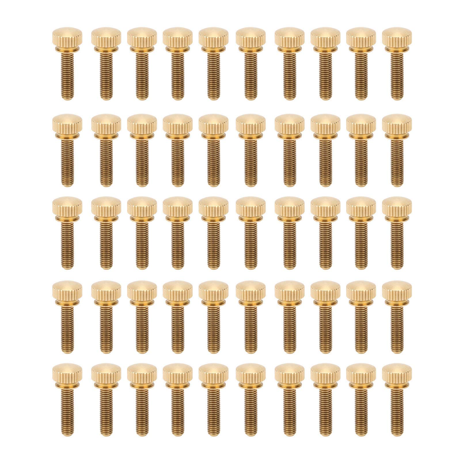 50 tornillos de pulgar planos moleteados, sujetador antideslizante de cobre puro con cabeza redonda M5, tornillo de torsión moleteado para uso industrial y de construcción con resi (M5*20mm)