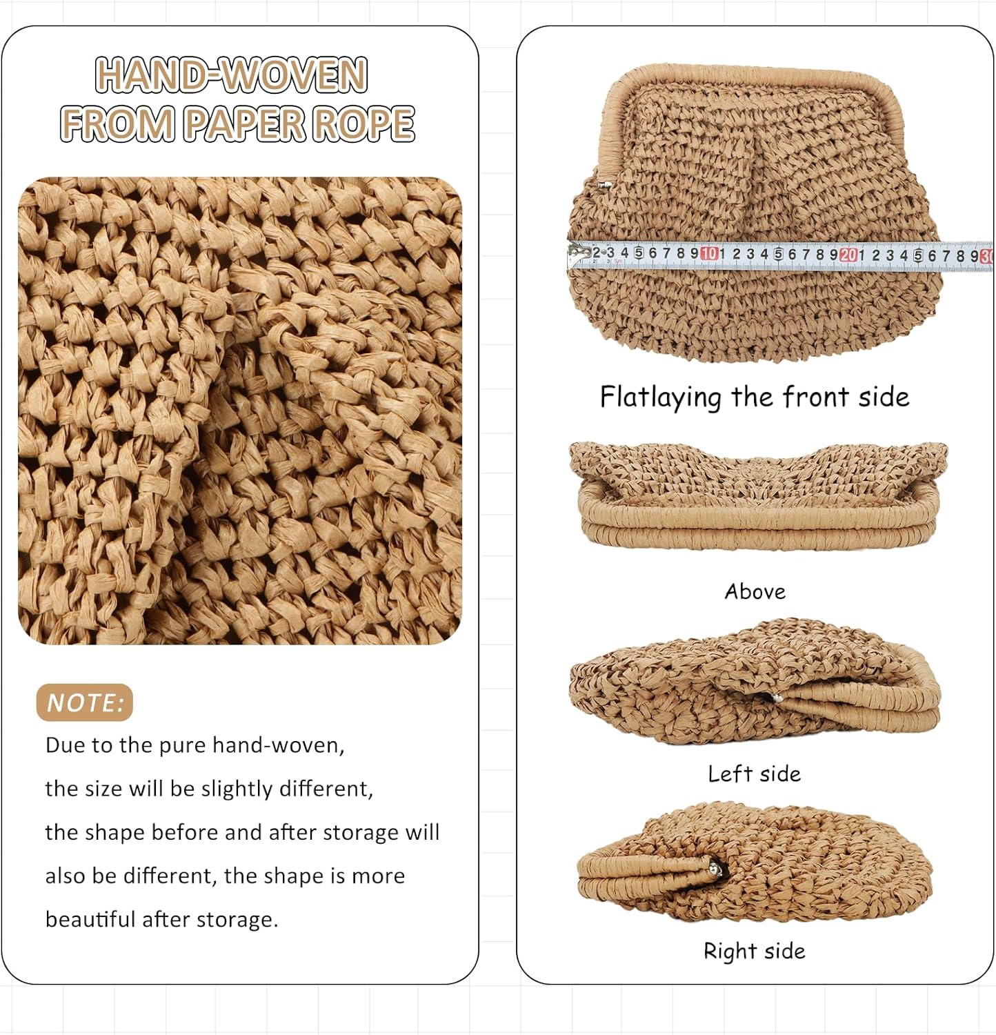 Emprier Straw Clutch Purses for Women Cloud Dumpling Pouch Straw Crossbody Shoulder Handbag Summer Beach Woven Bag - Image 3