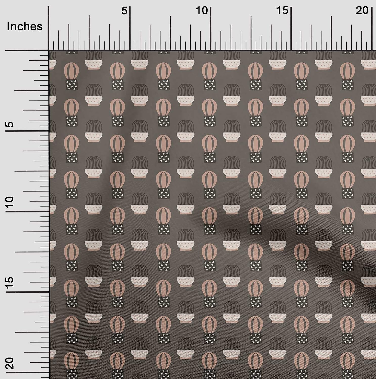 oneOone Cotton Flex Brown Fabric Cactus Craft Projects Decor Fabric Printed By The Yard 40 Inch Wide-42