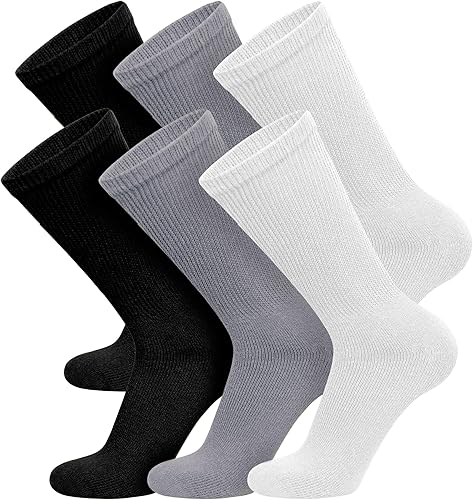 Vista 15 de 6 pares de calcetines de algodón para diabéticos no vinculantes para neuropatía (negro, se adapta a zapatos de hombre talla 12-14.5)