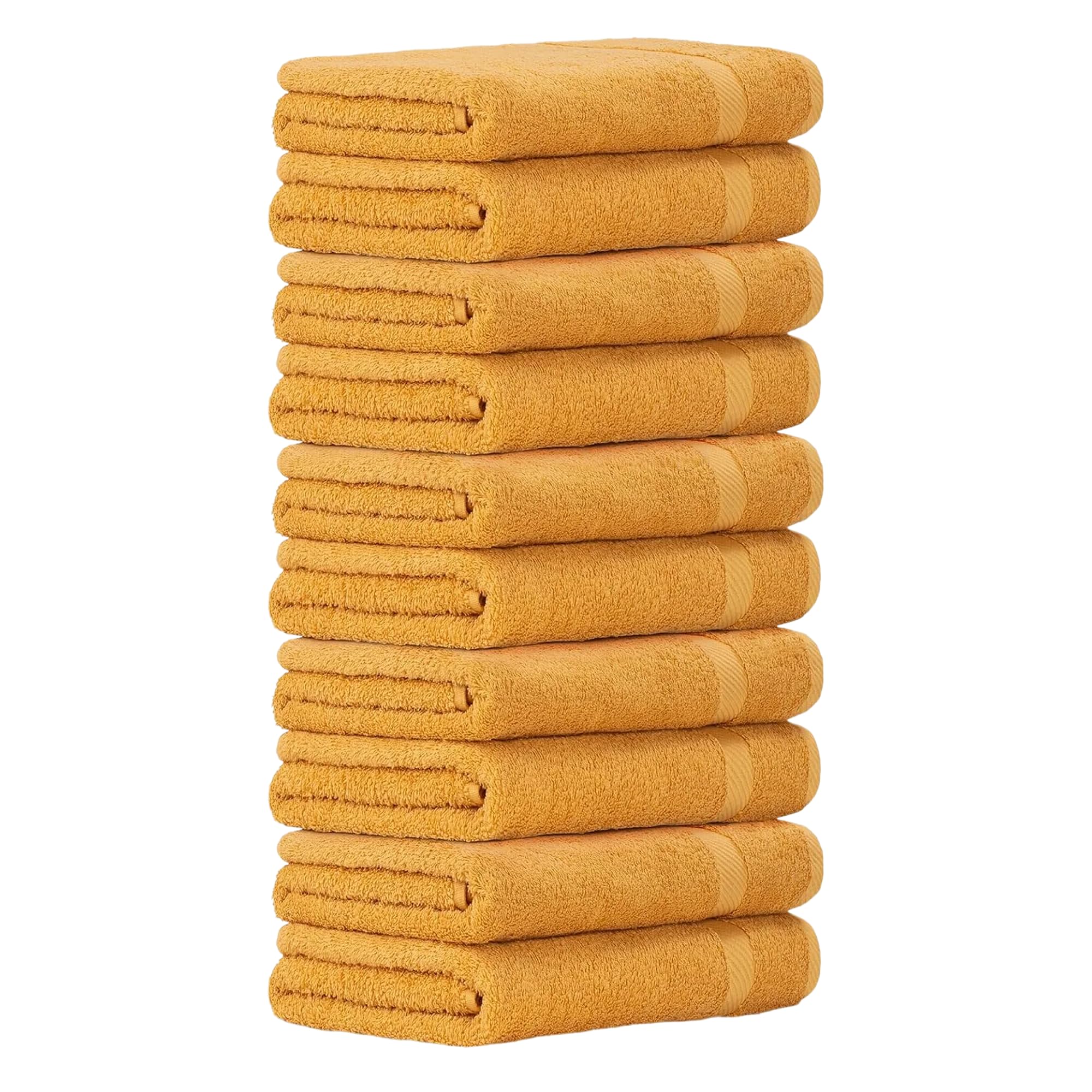 Luckytowel Saunahandtuch Set 80x200cm – Oeko-TEX Saunatücher aus 100% Baumwolle mit 600 g/m² – Saunatuch groß mit Aufhängeschlaufe – flauschig & saugstark – Sauna Handtuch Set – 10er Pack Gold
