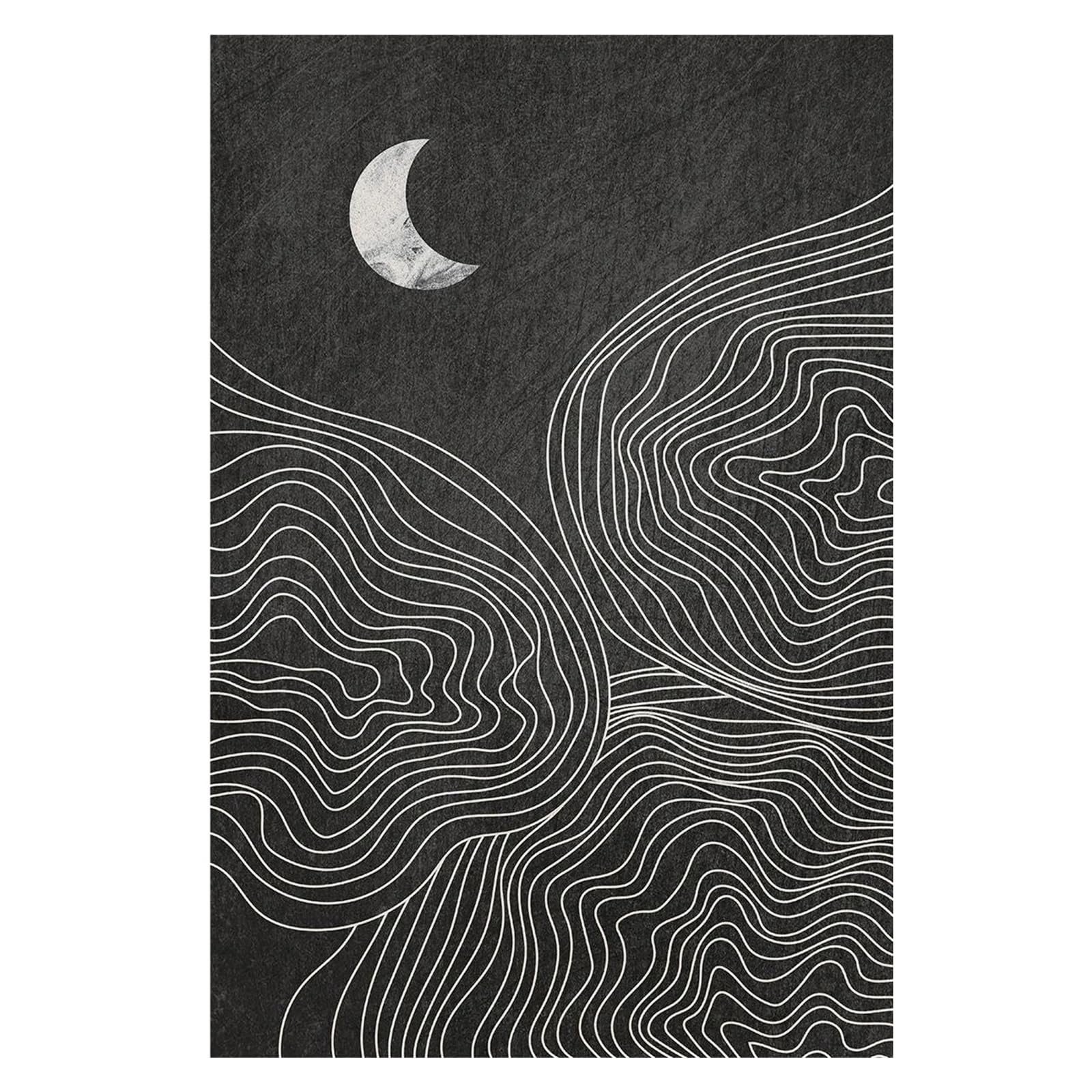 Xenite A Wall Rt Canvas Prints Bstract Neutral Boho Sun Moon Line Rt Canvas Painting Black Nd White Print Picture Rtwork Modern Minimalist Room Decor(,30X40cm)