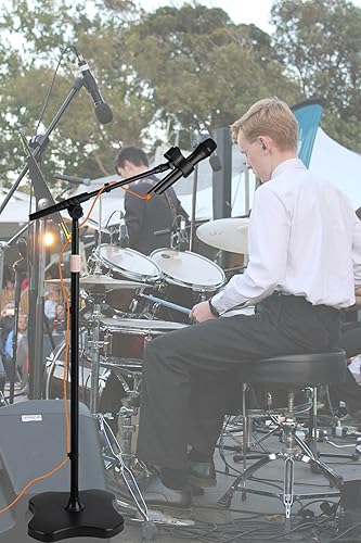 Miniatura 7 de Soporte de micrófono con brazo de brazo con base plana con peso, altura ajustable de 24 a 68 pulgadas, soporte de canto con soporte para micrófono,