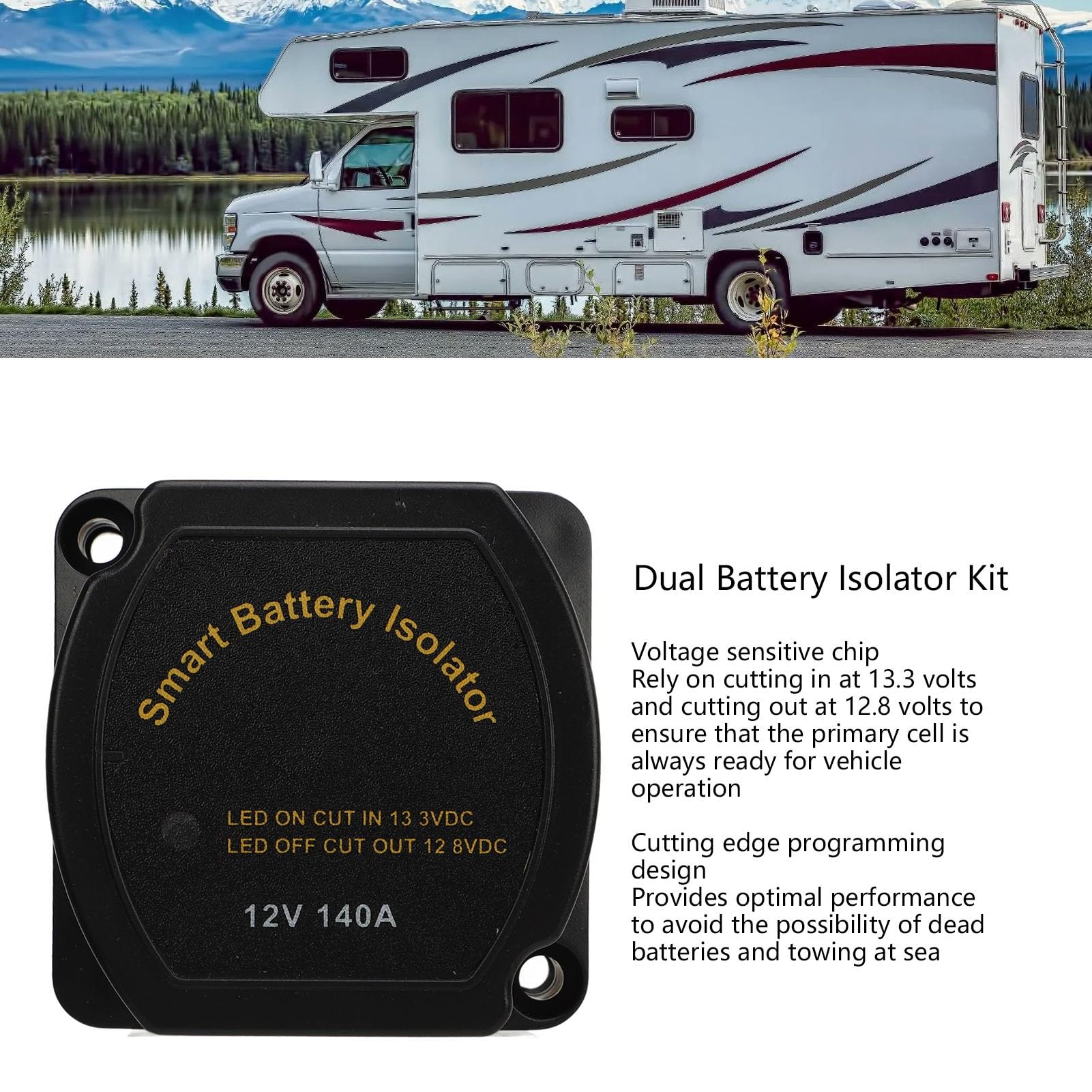 Wrażliwy na Napięcie Podwójny Izolator Akumulatora Niezawodny Przekaźnik 12 V 140 A do łodzi RV UTV Użytku Terenowego