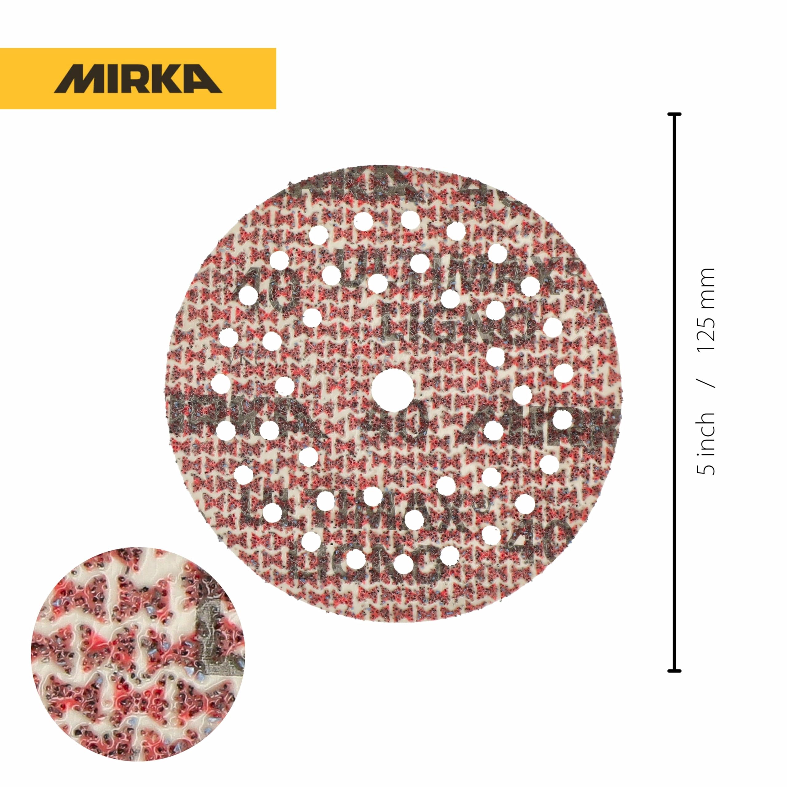 Mirka tarcze szlifierskie Ultimax Ligno 125 mm rzep Multifit | Tarcze szlifierskie Mirka do drewna z multiperforacją kompatybilne z szlifierkami mimośrodowymi i oscylacyjnymi