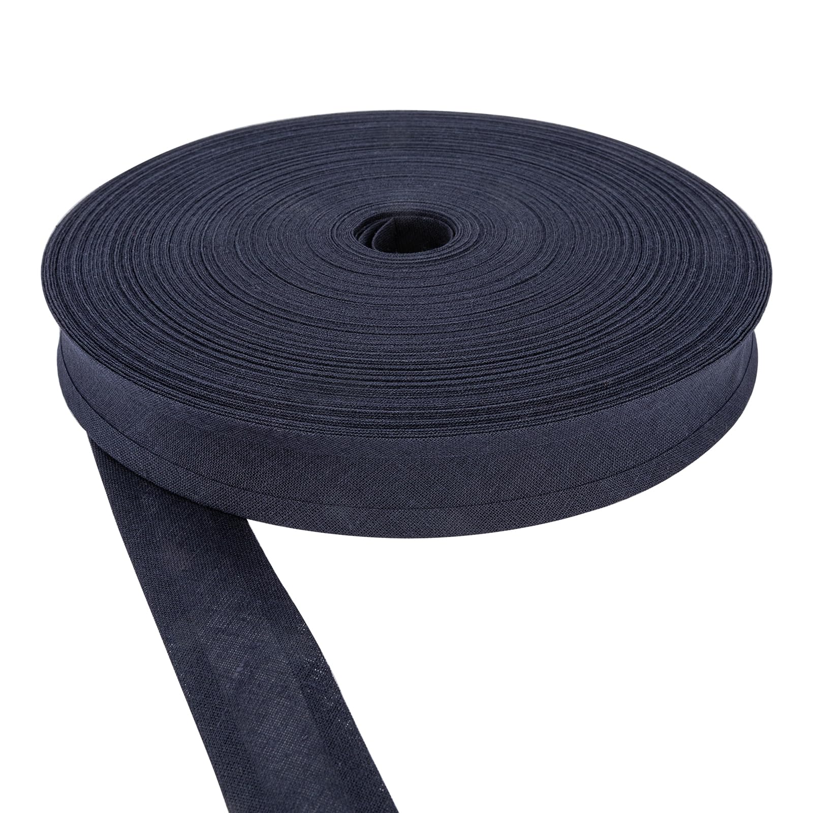 CRAFT Queen LTD Cotton Bias Binding Tape 1 Inch 25mm Wide - Sewing Tape for Haberdashery, Seam and Bunting Black White Red Navy Cream, Sewing Trimmings (Navy Blue,50m)