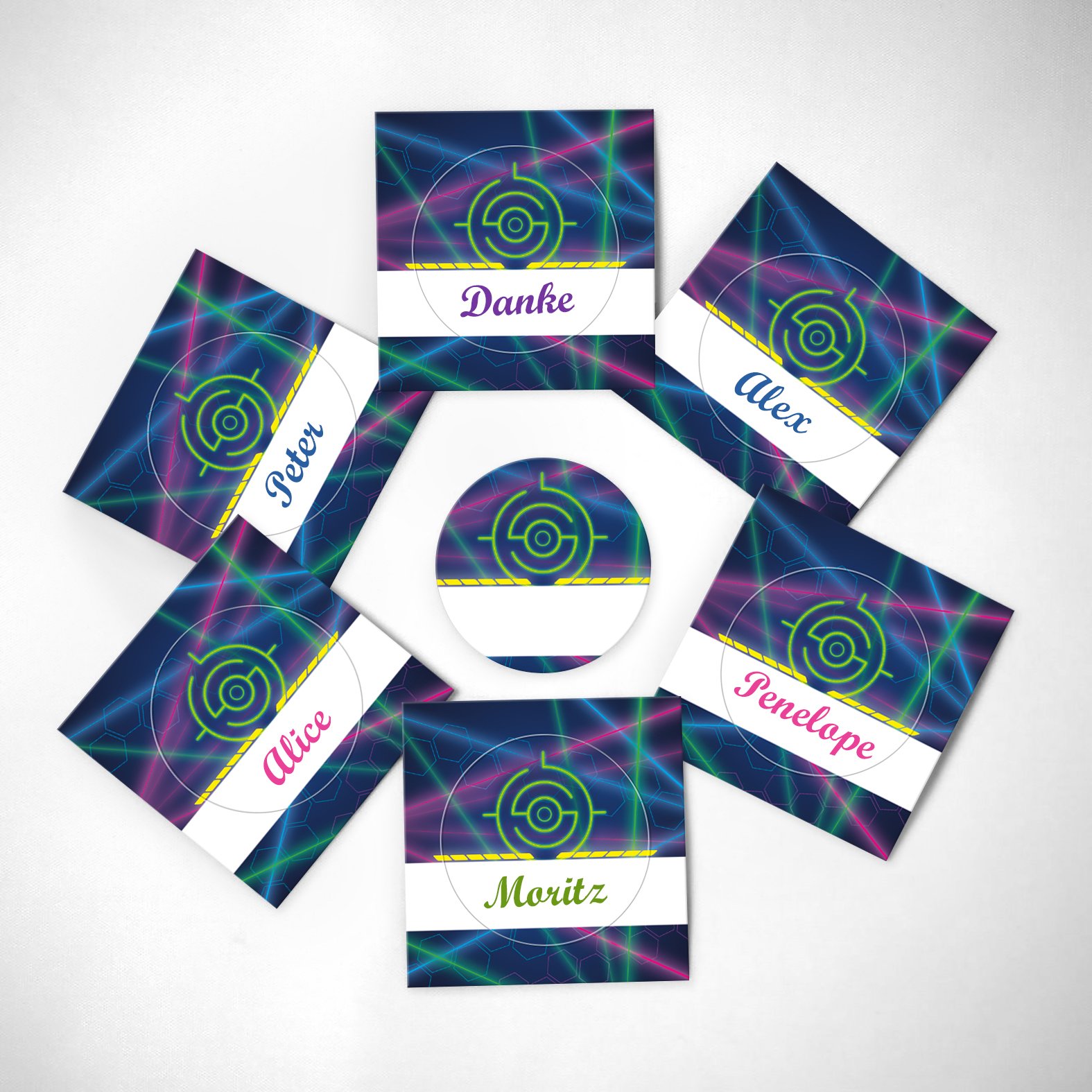 24 Stück Laser-Tag Goodie Bags Mit Aufklebern – Neon-Partyzubehör Für Kindergeburtstage