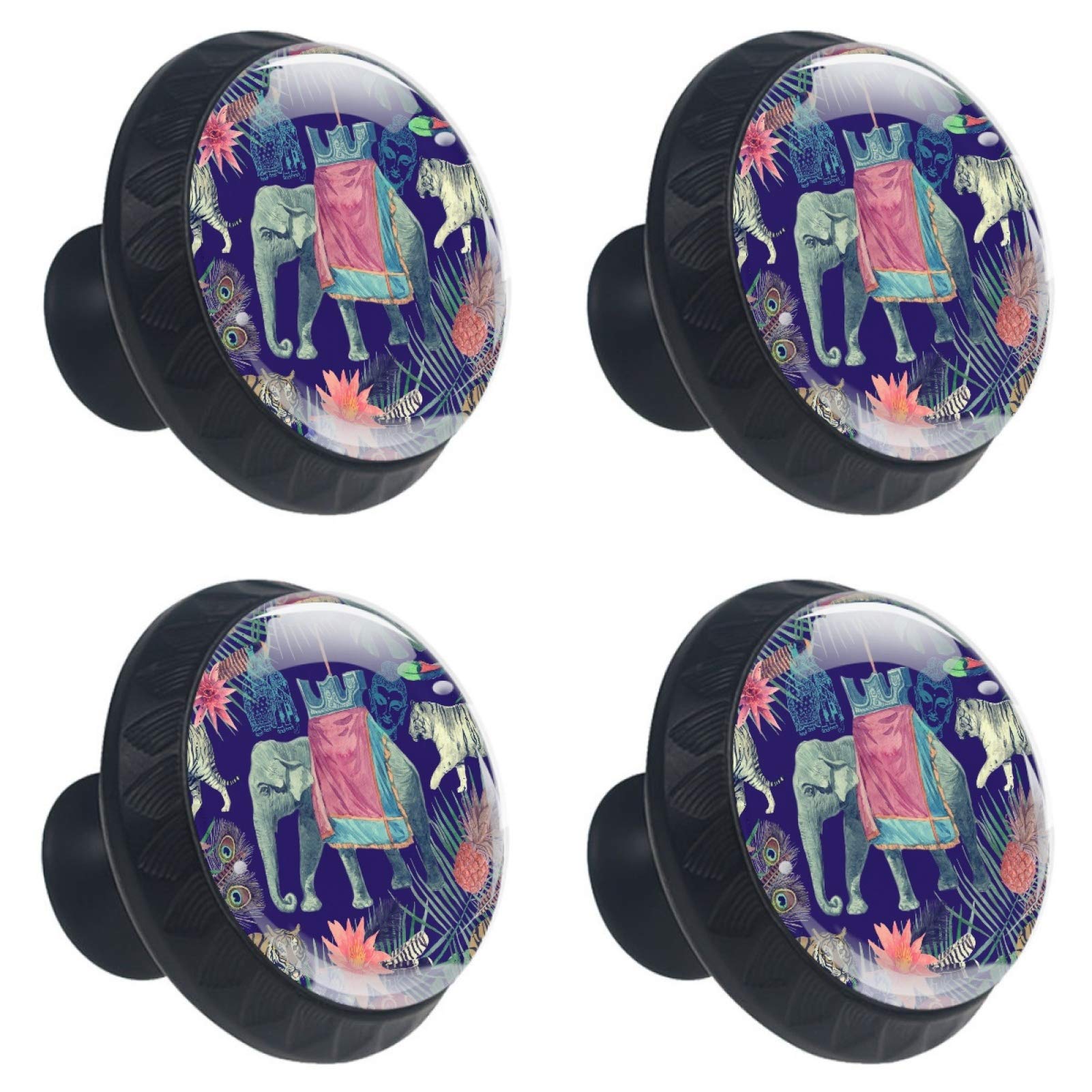 Boutons de placard éléphant tropical en verre 30mm pour une décoration raffinée