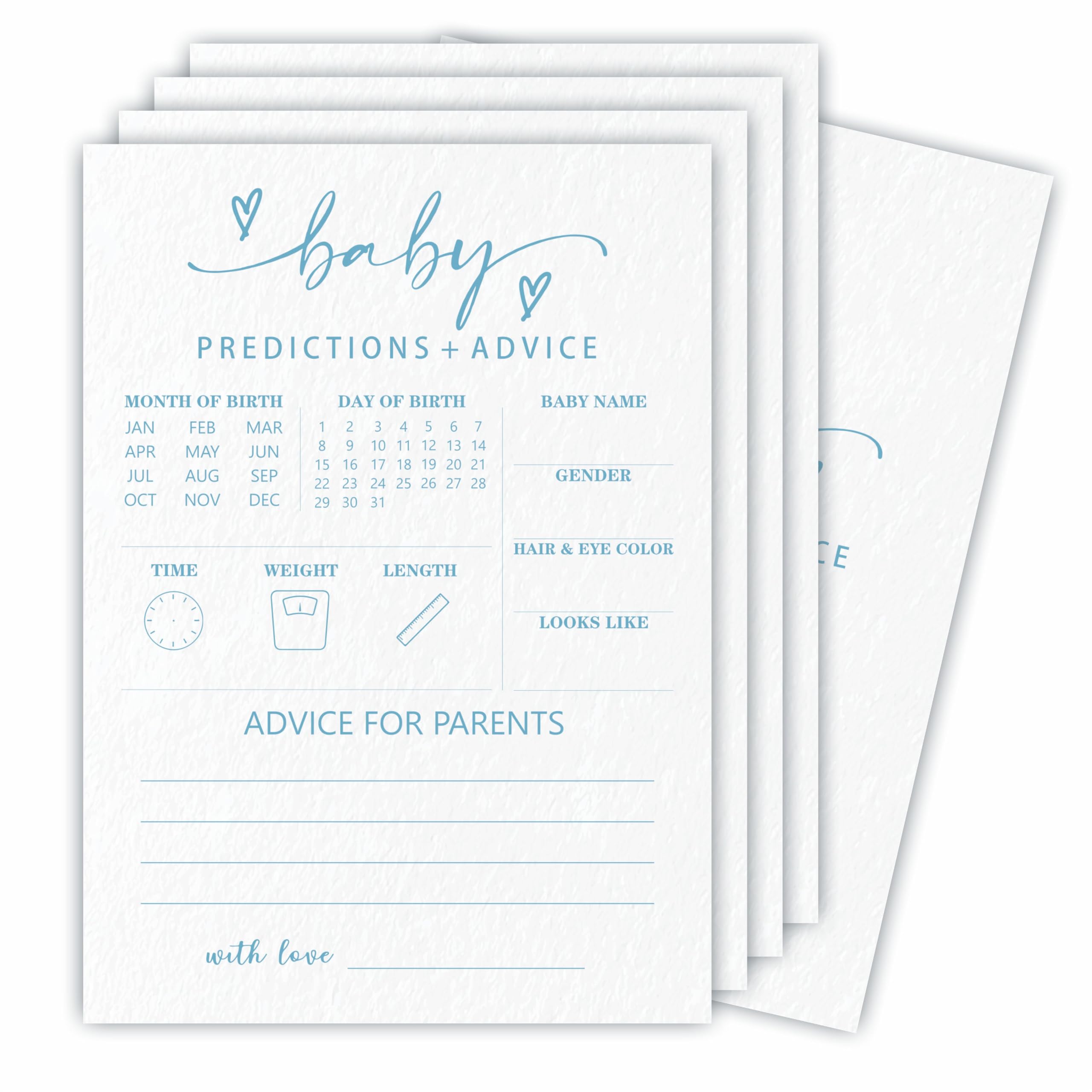 Baby Shower Prediction & Advice Game Cards - 30 Double-Sided Fill-in Cards, Minimalist White & Blue - View #10