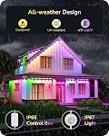 EDISHINE 120ft Lumières permanentes d'Halloween en plein air, 80 LED Lumière de vacances avec App/Remote, Smart Rainbow RGBW Eaves lumière avec 50 Modes de scène, IP67 Imperméable pour la maison, Travailler avec Alexa Google Assistant