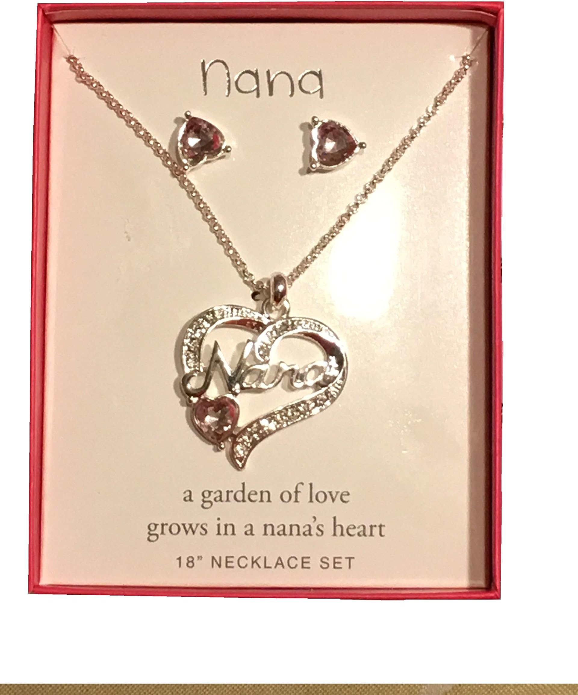 18 "Necklace with Nana Inscribed Charm and Studded Earings