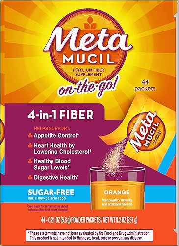 Miniatura 9 de Metamucil Paquetes para llevar, sin azúcar, 44 paquetes, suplemento de fibra de cáscara de psyllium 4 en 1, sabor a naranja, porciones individuales