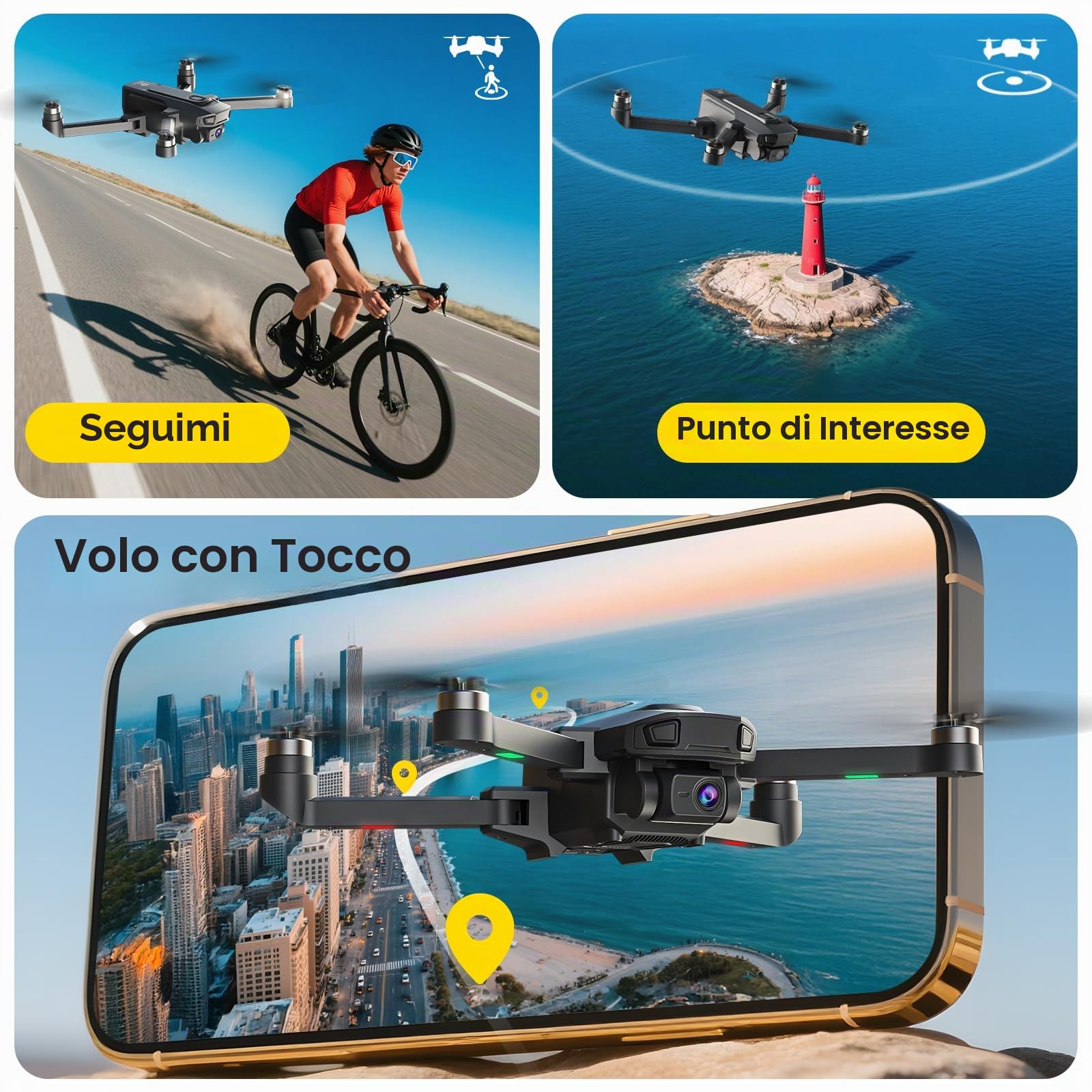 DEERC D35Pro Drone con Fotocamera 4K, Professionale per Adulti, Controller con Schermo HD, Motori Brushless, GPS, Follow Me, Ritorno Automatico, Trasmissione 5G, 40 Min di Volo