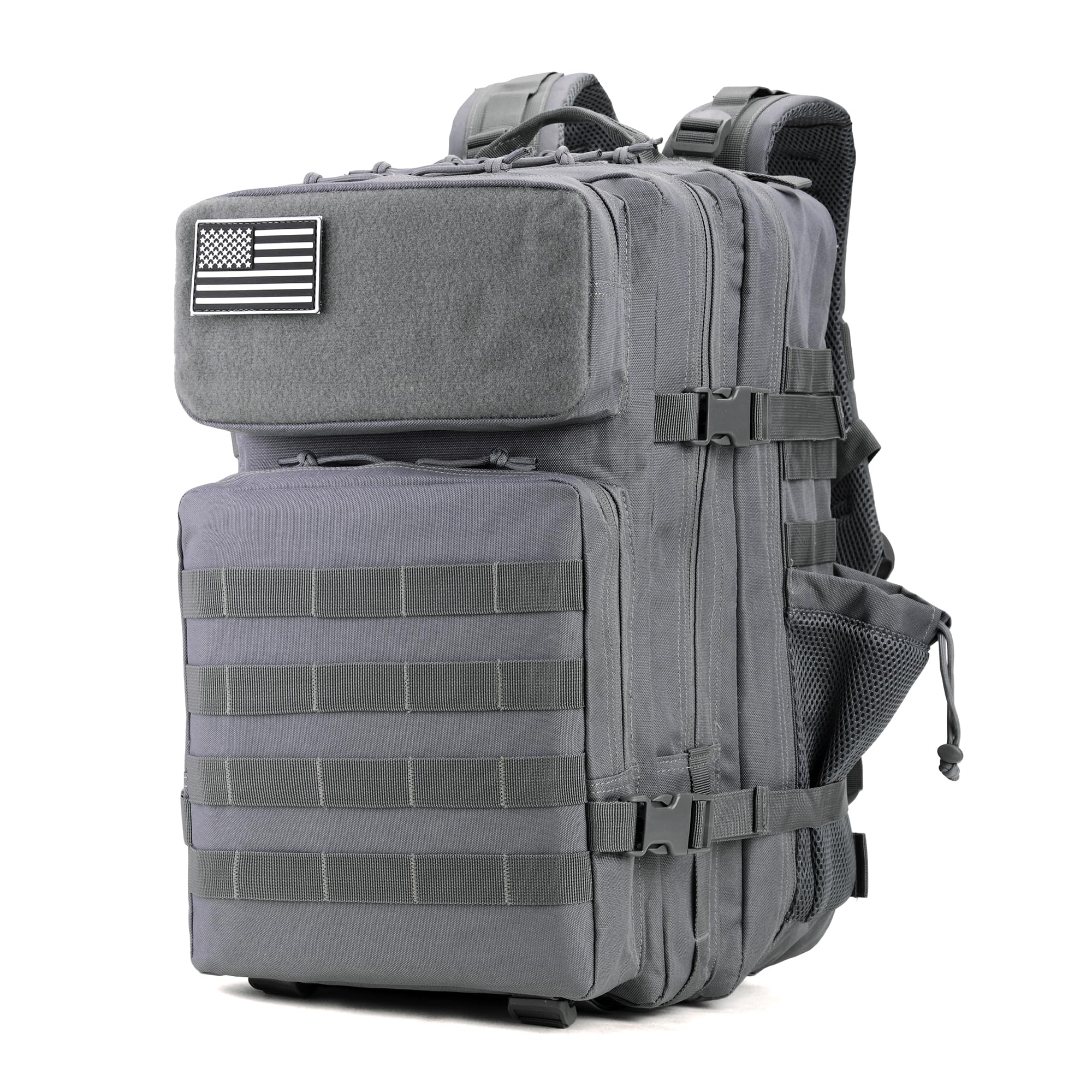 gracedon Tactical Backpack - Military Molle Bag 3 Days Pack for men and Women Large Assault Rucksack 25-45L (45L-Grey)