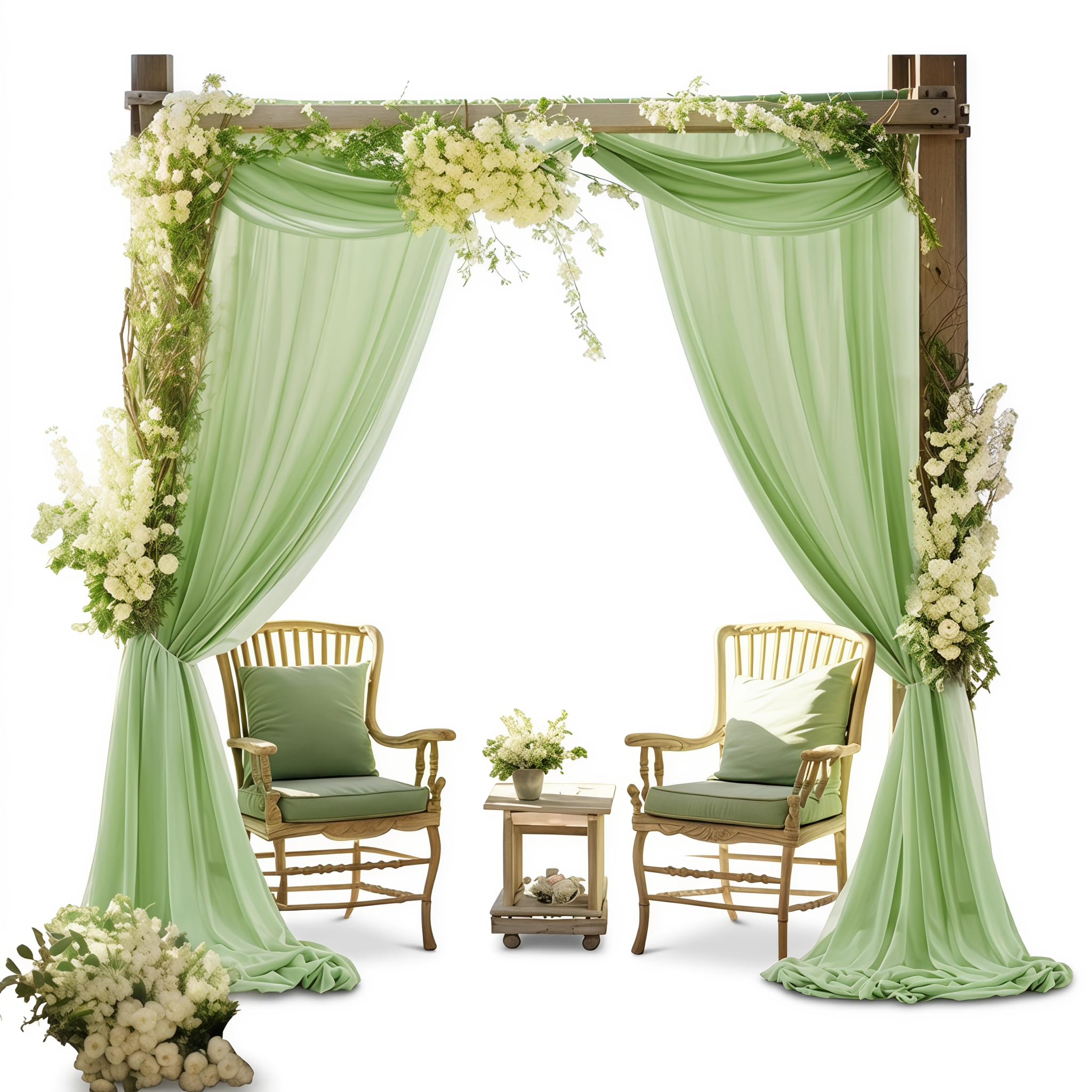 CavspkArt 75 x 600 cm Green Wedding Arch Draping Fabric, Sheer Voile — image 1