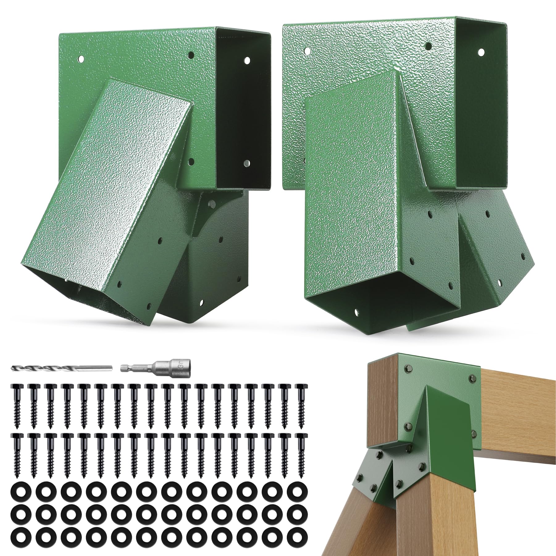 Hulave 2pcs A-Frame Swing Set Brackets, 201 Stainless Steel Swing Bracket Kit with Mounting Accessories(Green)