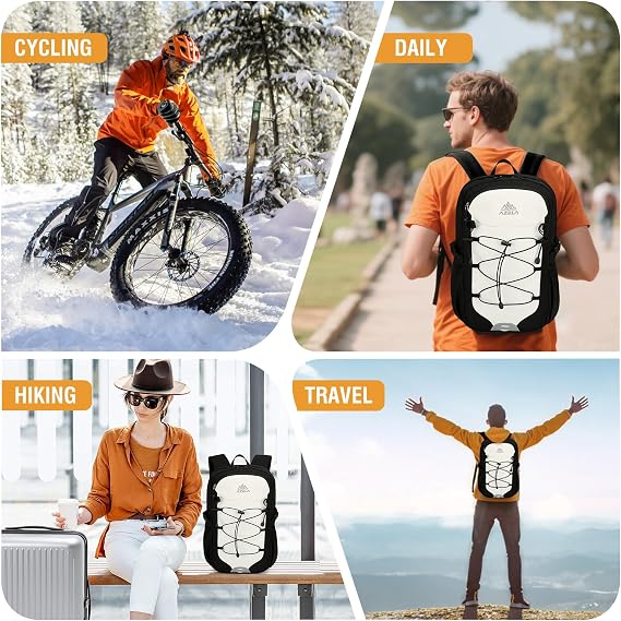 GES Multi-Functional 30L Hiking Backpack with Rain Cover, Durable Hiking Rucksack for School, Work, Camping, Trekking, Cycling & Outdoor Sports (Black and white)