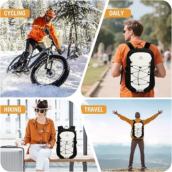 GES Multi-Functional 30L Hiking Backpack with Rain Cover, Durable Hiking Rucksack for School, Work, Camping, Trekking, Cycling & Outdoor Sports (Black and white)