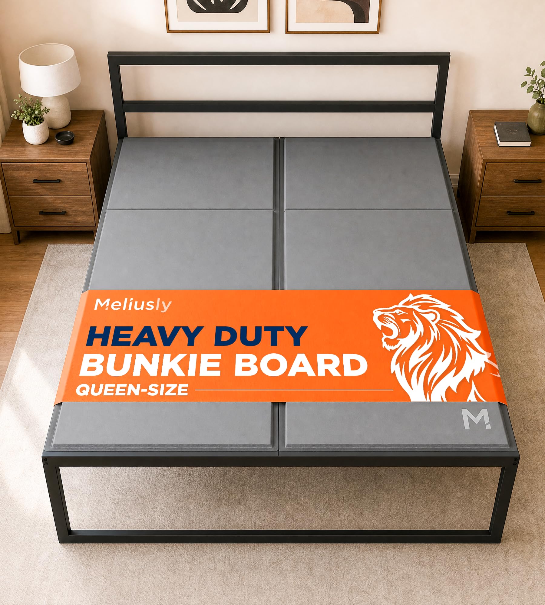 Meliusly Heavy Duty Bunkie Board Queen Size (60x80) - Under Bed Support | Non-Slip Breathable Support – Ultra-Low 0.4" Profil
