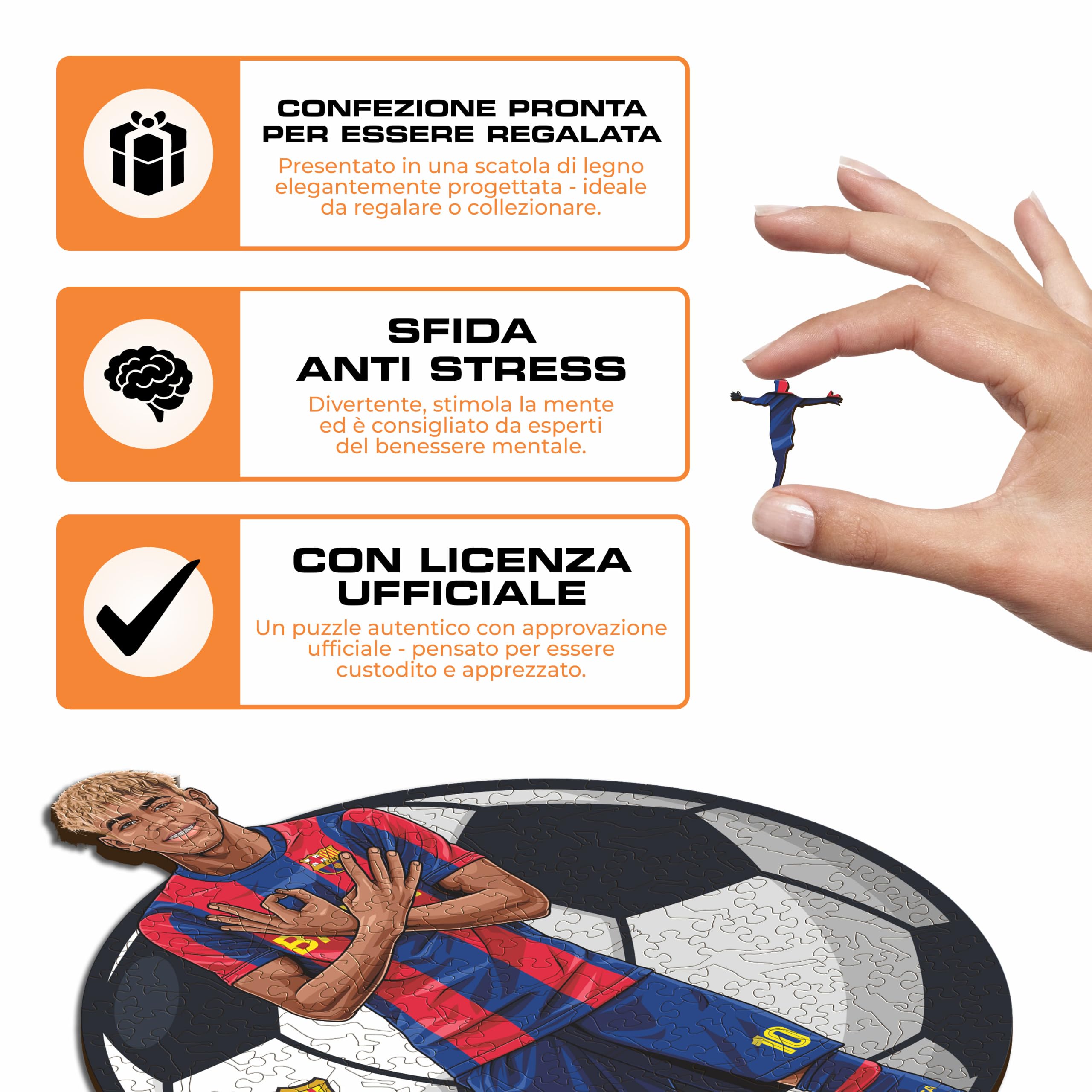 Iconic Puzzles - Barcellona, Lamine Yamal 2026, Puzzle di Legno con licenza ufficiale, 100% sostenibile, regalo per adulti e bambini, taglia M, 270 Pcs